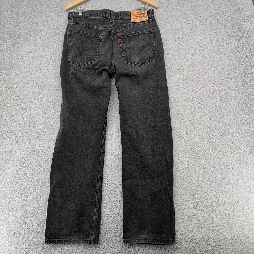 Levi's 505 Regular Fit Jeans Mens 33x32 Black Gray Denim Straight Leg Button Fly